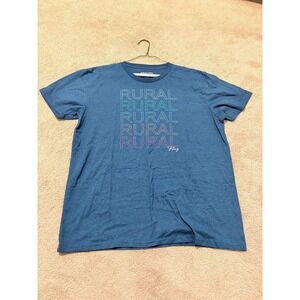 Rural King Mens Large Blue Heather Graphic T-Shirt Short Sleeve Crewneck Tee
